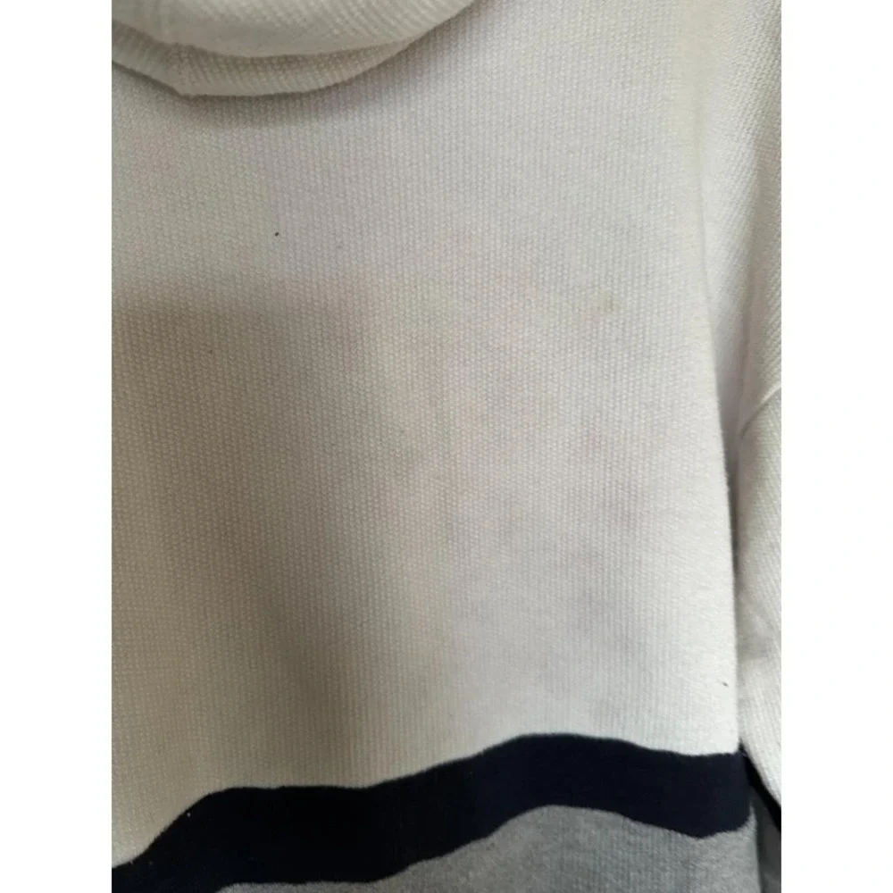 Vintage Adidas Hoodie Made in USA Y2K Thermal Cream Grey Navy‎ Medium 1990s